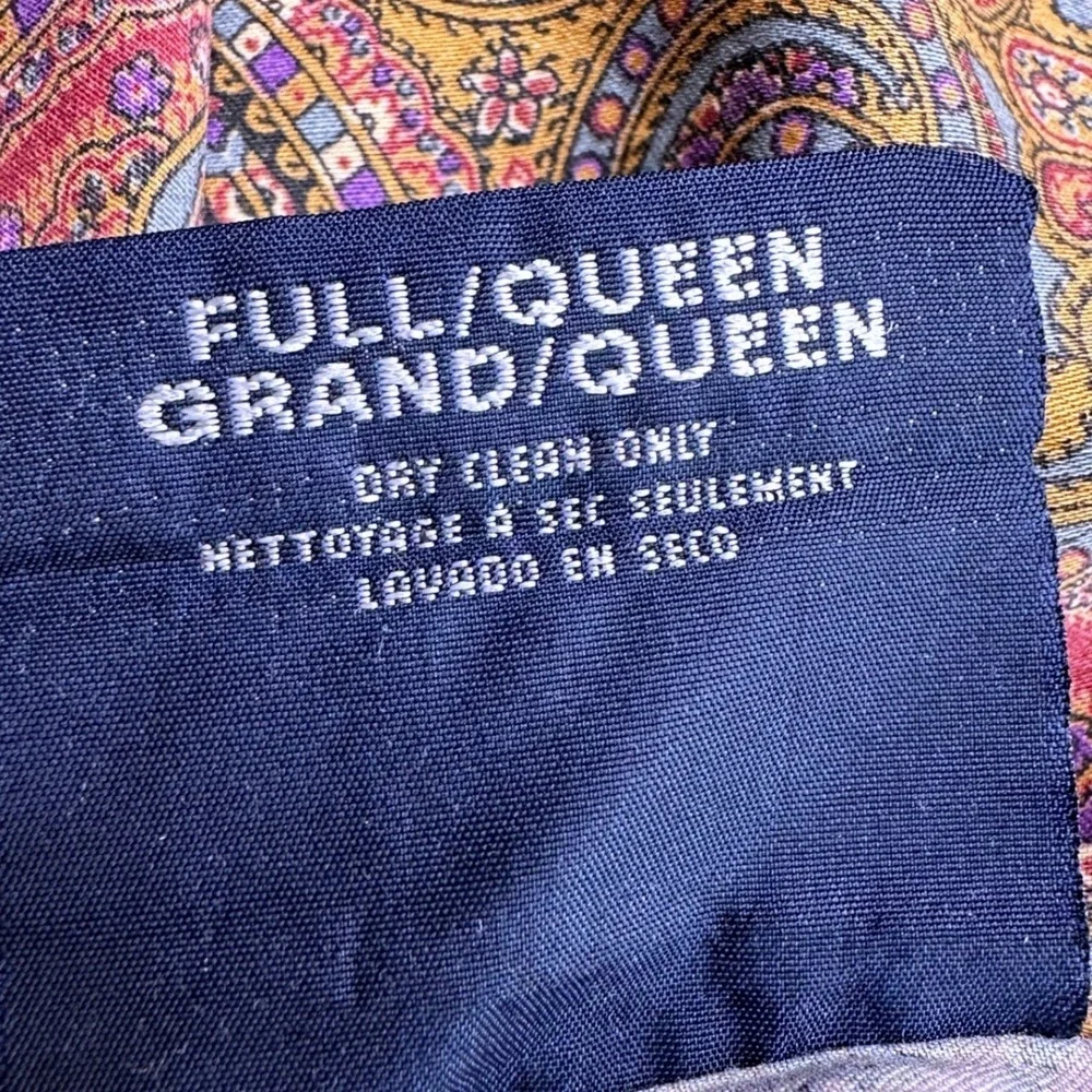 Vintage Ralph Lauren Paisley Duvet Cover Multi Color Boho Rope Trim